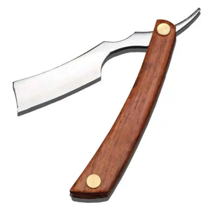 Maquinilla de afeitar de borde recto de peluquero profesional con mango de madera para cara cuerpo Bikini axila - Product Image 5