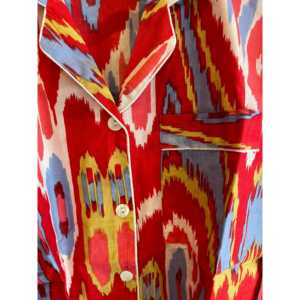 Pijama Rojo de Algodón Orgánico con Estampado Floral, Camisón Transpirable para Mujer, Cierre Elástico en la Cintura, Sin Mangas, Temporada de Invierno - Product Image 2