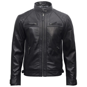 Veste en cuir d'hiver noire élégante pour hommes élégante toutes les tailles avec logo personnalisé et veste en cuir avec étiquette privée avec fermeture éclair - Product Image 1
