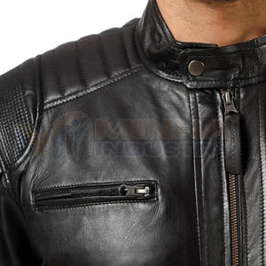 แจ็คเก็ตหนังออกแบบเอง สีพื้น แจ็คเก็ตหนังผู้ชาย สตรีทแวร์ แจ็คเก็ตหนังผู้ชายสำหรับฤดูหนาว - Product Image 5