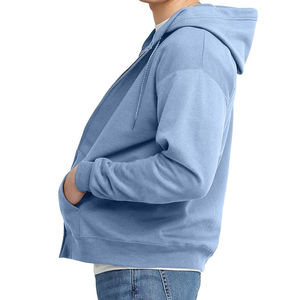 เสื้อฮู้ดมีซิปสีพื้นสำหรับผู้ชายผ้าฝ้ายแห้งเร็วระบายอากาศน้ำหนักเบากันลมพิมพ์โลโก้ได้ตามต้องการสำหรับฤดูหนาว - Product Image 6