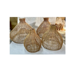 Lustres uniques en rotin tissé naturel/éclairage en bambou durable fabriqué à la main pour la décoration de la maison élégante cadeau en osier nouvel an - Product Image 4