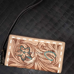 ใหม่มือเครื่องมือแกะสลักกระเป๋าสตางค์หนังคลัทช์เคสโทรศัพท์มีสไตล์หลายใช้กระเป๋าสตางค์กระเป๋าสตางค์หนังแท้สําหรับผู้หญิง - Product Image 2