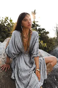 Luxury Bohemian Tie Dye Maxi <b>Dress</b> for Women 100% Rayon Woven Washable Sweet Natural Waist <b>Casual</b> <b>Long</b> Summer <b>Dress</b> for Ladies - Product Image 4