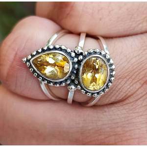Handmade Citrine <b>Statement</b> <b>Ring</b> November Birthstone Yellow Gemstone in Sterling <b>Silver</b> Cut Stone Elegant Jewelry - Product Image 3