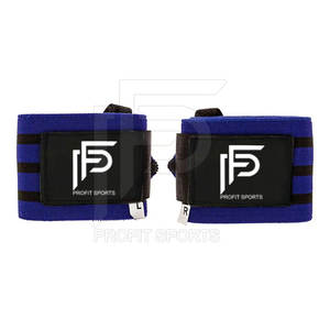 Muñequera de neopreno azul de alta calidad para levantamiento de pesas gimnasio Fitness culturismo logotipo personalizado al por mayor - Product Image 2