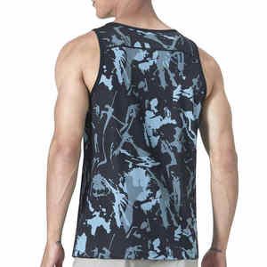 Débardeur d'entraînement d'été léger et respirant pour homme, en tissu tricoté élastique personnalisé (Spandex/Coton) de 180g, style urbain - Product Image 3