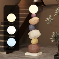 Lampe de sol en résine de pierre créative postmoderne HJ HOME avec commande tactile, hauteur réglable, éclairage LED pour salon, décoration intérieure
