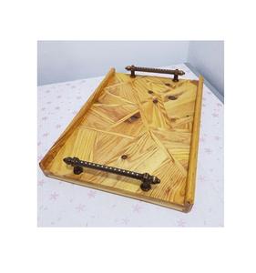 Plateau de service alimentaire ramadan au design unique Plateau en bois de qualité créative avec poignées noires pour accessoires de table à bon prix - Product Image 1