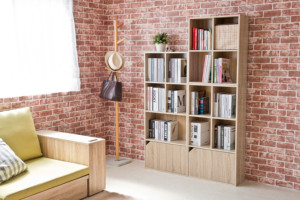 Estantería de almacenamiento de 3 niveles con puerta, Natural - Product Image 5