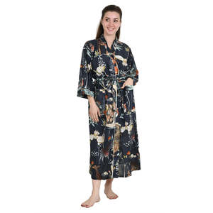 Boho Style Floral Kimono Pure Cotton Robe De Bain for Home Fashionable <b>Cardigan</b> for <b>Spring</b> Summer Bedroom Robe De Chambre De - Product Image 1