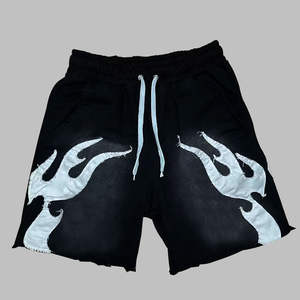 Haute qualité 100% coton respirant tricoté hommes Sweat Shorts Vintage personnalisé brodé Patch Logo dessin été acide Plus - Product Image 4