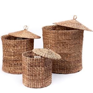 Panier à linge conique en jacinthe d'eau, tissé à la main, panier de rangement, vente en gros, écologique, fabriqué au Vietnam - Product Image 2