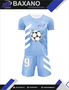 Uniforme de Fútbol Profesional, Conjunto Impreso 100% Poliéster, Azul Cielo y Blanco, Ligero, de Secado Rápido, Transpirable, Geométrico - Product Image 5