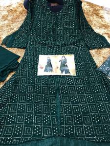 Hermosa Georgette Lehenga Long Kurti para mujer boda fiesta Festival desgaste Lehenga con Secuencia trabajo y Dupatta Lehenga Choli - Product Image 4