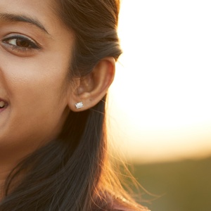 Avarta 1 Carat <b>Emerald</b> Cut Solitaire <b>Stud</b> Earrings Sterling Silver with Gold Polish Fine Jewelry - Product Image 1