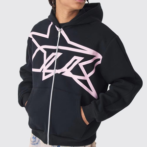 Streetwear unisexe pour hommes 80% coton 20% polyester lourd couleur noire sweats à capuche à fratres Sports 2025 - Product Image 1
