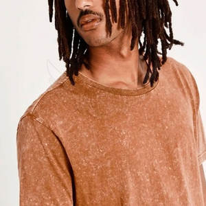 Ropa de calle Último diseño Hombres Lavado ácido Camisetas Color sólido Tamaño adulto Hombres Lavado ácido Camisetas - Product Image 4