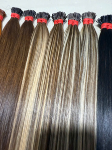 Extensions de cheveux humains à kératine I-Tip AZURA HAIR, cheveux vierges Remy, adaptées aux cheveux longs, double trame, toutes couleurs, fabrication machine, Vietnam. - Product Image 1