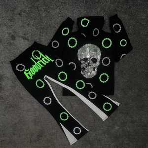 ชุดวอร์มผ้าฟลีซพิมพ์ลายพัฟฟ์ พิมพ์ลายสกรีน กางเกงทรงบาน ผ้าฝ้าย 100% ทรงโอเวอร์ไซส์ ใส่ได้ทั้งชายและหญิง ระบายอากาศได้ดี เหมาะสำหรับฤดูหนาว ขายส่ง คุณภาพสูง สำหรับผู้ชาย - Product Image 2