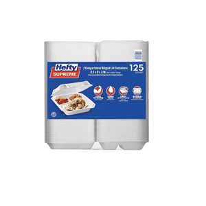 Contenedor con Tapa Abatible de Espuma Supreme Hefty, 3 Compartimentos, 125 Unidades - Product Image 1