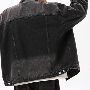 Men Plus Size Denim Jacket Vintage Washed Distressed Loose Fit Turn-Down Collar Pockets Autumn Spring Casual Outerwear Color - Product Image 2
