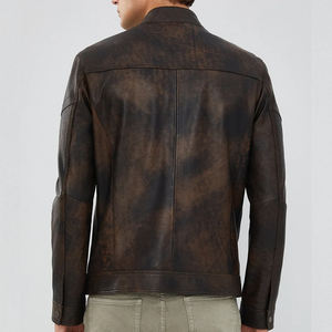 Servicio de precio barato Chaquetas de cuero Hombres Color negro Hombres Chaqueta de cuero de manga completa para hombres - Product Image 2