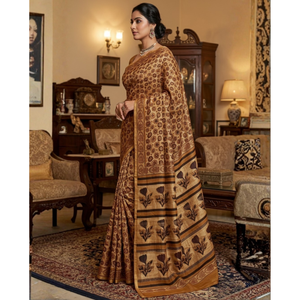 Sari étnico Chanderi con bordado y blusa, de seda suave y pesada, estilo pakistaní y Bollywood para Salwar Kameez - Product Image 2