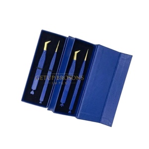 แหนบต่อขนตาปลายแหลมเคลือบสีน้ำเงินทอง คุณภาพสูง ผลิตจากสแตนเลสสตีล รับทำโลโก้ อุปกรณ์เสริมความงาม - Product Image 6