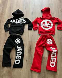 OEM personalizado pulóver lavado ácido apliques bordado parche chándal desgastado sudaderas con capucha pantalones de chándal holgados y conjunto de Sudadera con capucha para mujer - Product Image 4