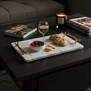 Plateau décoratif de luxe en marbre naturel le plus populaire, design moderne élégant, couleurs et logo personnalisables, service OEM, vente en gros - Product Image 5