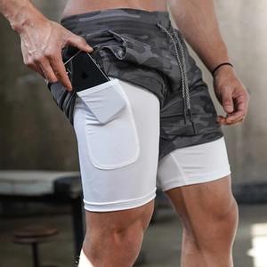 Pantalones cortos de camuflaje para hombre 2 en 1 de dos pisos de secado rápido pantalones de playa Fitness transpirable gimnasio entrenamiento Jogging pantalones cortos de verano para hombre - Product Image 1