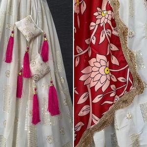 Dernier créateur de haute qualité Georgette broderie Lehenga Choli meilleur tarif Style ethnique indien tenue de mariée fête de mariage pour femmes - Product Image 6