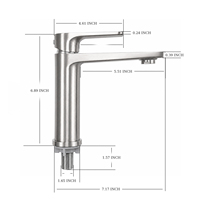 Robinet de lavabo en acier inoxydable 304 brossé, poignée plate, eau froide uniquement, avec aérateur, pour salle de bain, montage sur plan, sans plomb, robinet de luxe