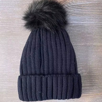Automne et hiver chapeau chaud mignon Imitation lapin cheveux tricoté chapeau Pom Pom Beanie