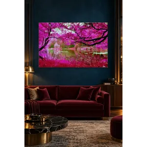 Impression sur toile Fida Pink Leaf Trees and Lakeside - Product Image 1