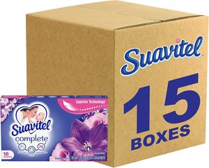 Feuilles assouplissantes pour sèche-linge Suavitel Complete, parfum lavande, 18 feuilles/paquet, 15 paquets/boîte - Product Image 1