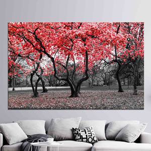 Arte en lienzo de árbol de flores rojas: impresión moderna y elegante para decoración de pared de dormitorio, lienzo envuelto - Product Image 1