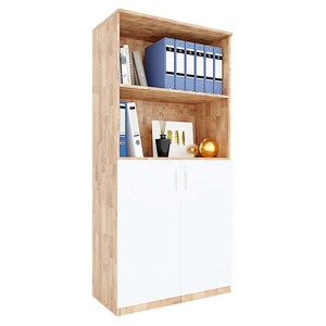 THS68038 Modern 4-Tier Steel <b>Storage</b> Cabinet Adjustable Rubberwood <b>Filing</b> with Lockable Doors for Office Workshop and Gym - Product Image 1