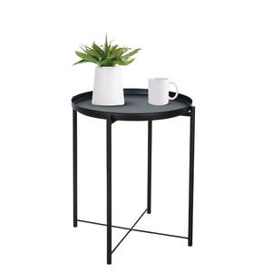 Mesa auxiliar de Metal redonda de alta calidad Acabado en negro Elegante mesa de centro moderna para el hogar Estilo antiguo Técnica de fundición superior brillante - Product Image 6