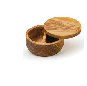 Cuenco de sal de azúcar de madera de bambú de 2 compartimentos de diseño maravilloso con tapa, contenedor decorativo moderno redondo para herramientas de hierbas y especias - Product Image 1