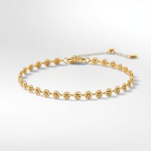 Elegante Brazalete de Eslabones Florales de Oro Amarillo Sólido de 14K para Mujer, Cadena de Flores Minimalista, Joyería Fina Certificada por GIA, OEM - Product Image 5