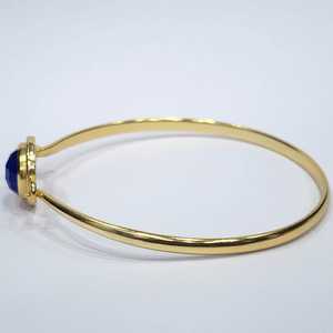 925 argent Sterling plaqué or excellente qualité à facettes bleu Quartz pierre précieuse à la main concepteur réglable bracelet pour les femmes - Product Image 5