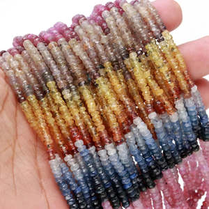 Perles Rondelles Facettées en Saphir Naturel 4mm Multicolores Effet Diamant Poli pour la Fabrication de Bijoux Perles Rubis Rouges - Product Image 1