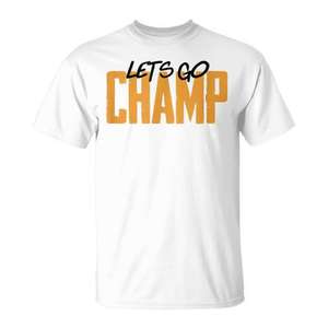 T-shirt de motivation Lets Go Champ Boxing blanc pour hommes, vêtements décontractés - Product Image 1
