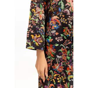 Conjunto de Dos Piezas de Chifón Negro para Mujer, Estilo Bohemio, Estampado, Sin Cuello, con Mangas Tres Cuartos, Talla XS/XS - Product Image 1