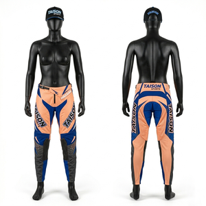 Pantalones de poliéster y elastano de alta calidad para hombre, con paneles en contraste rosa, negro y blanco, con logotipo personalizado estampado en caliente. Pantalones de motocicleta. - Product Image 4