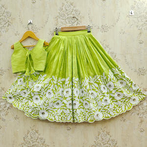 Shoryam Fashion – Nouvelle Collection : Lehenga Choli Longue Brodé Vert Citron Ethnique Tendance de Qualité Supérieure pour Filles et Enfants – Idéal pour les Fêtes de Diwali - Product Image 2
