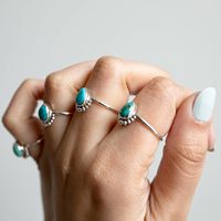 Vente en gros de bagues turquoise plaquées argent sterling 925 faites à la main bijoux en acier fin en vrac dernière tendance à la mode turquoise naturelle