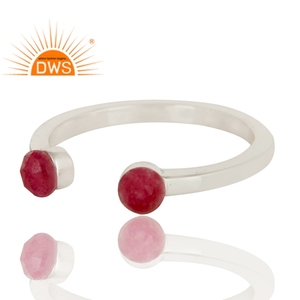 Best Selling Fine <b>Sterling</b> <b>Silver</b> Dyed Ruby Gemstone <b>Adjustable</b> <b>Ring</b> Custom Jewelry Manufacturer - Product Image 2